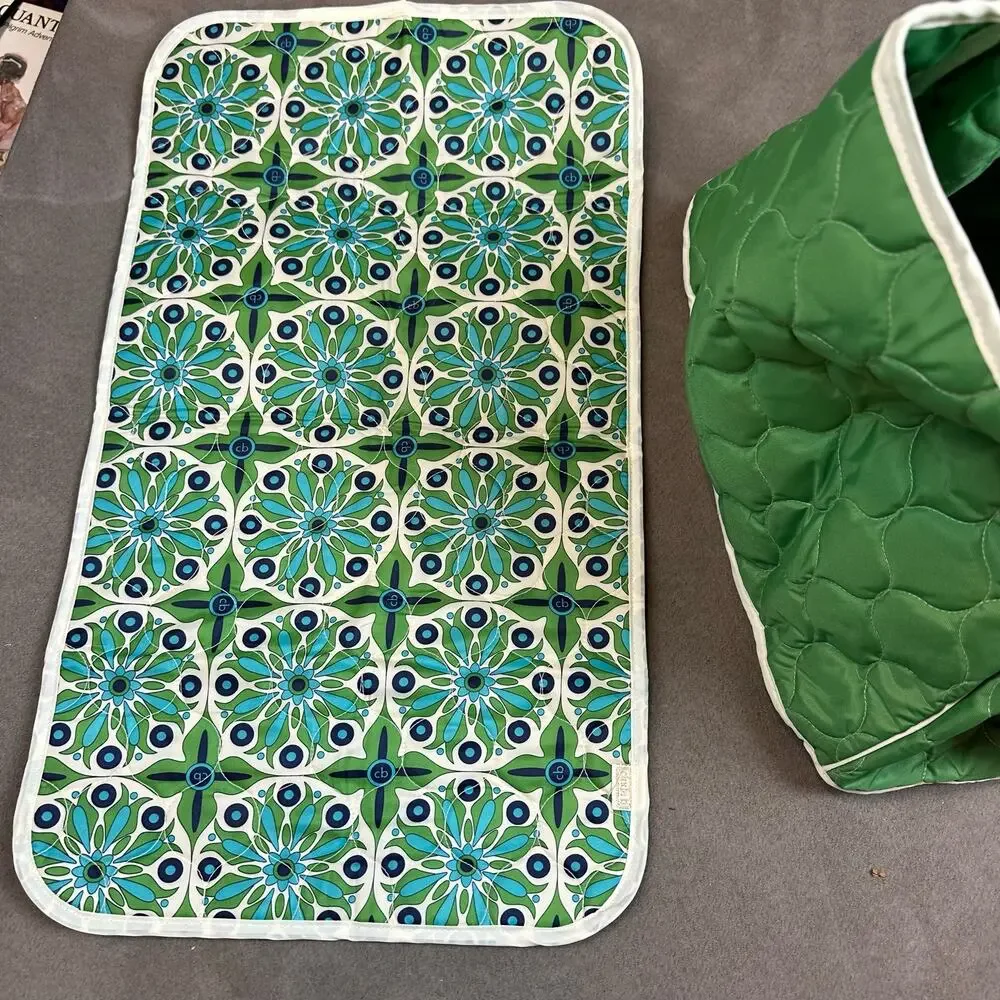 Cinda B Green Quilted Tote Diaper Bag Purse Verde Bonita Baby Changing Pad